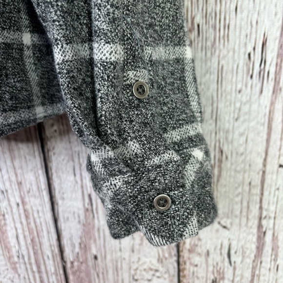 BKE from The Buckle Brushed Flannel Shirt Button Down Black White Eased Fit LRG - Picture 3 of 15